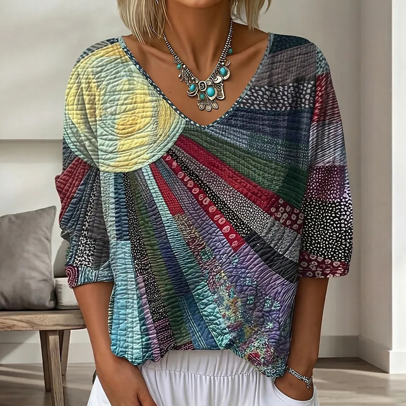Avenora | Artistic Patchwork Blouse