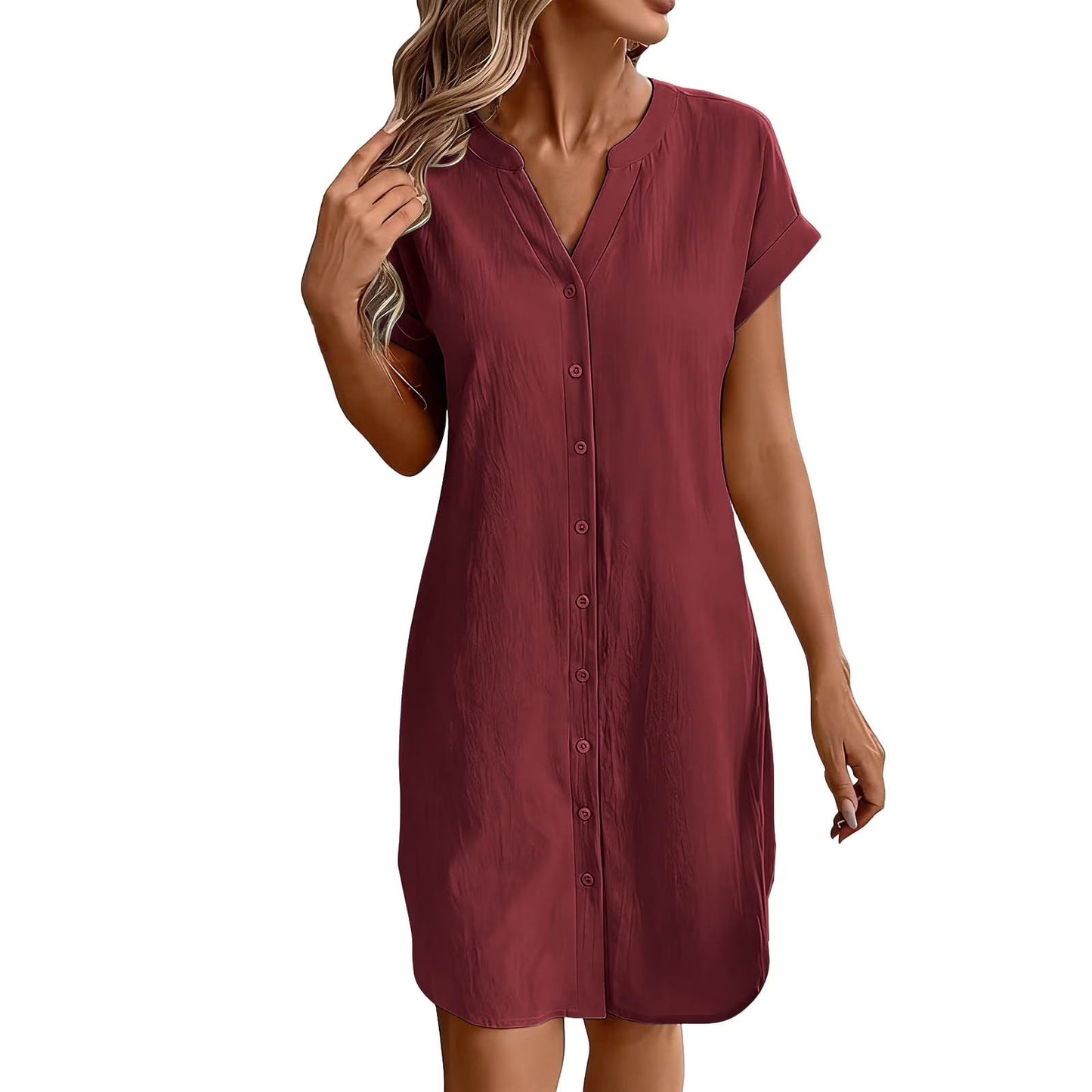 Ainslea | Textured Mini Shirt Dress