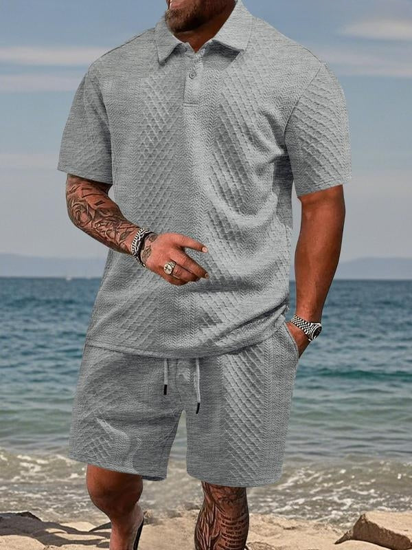 Zyvantex | Textured Polo Two Piece Set