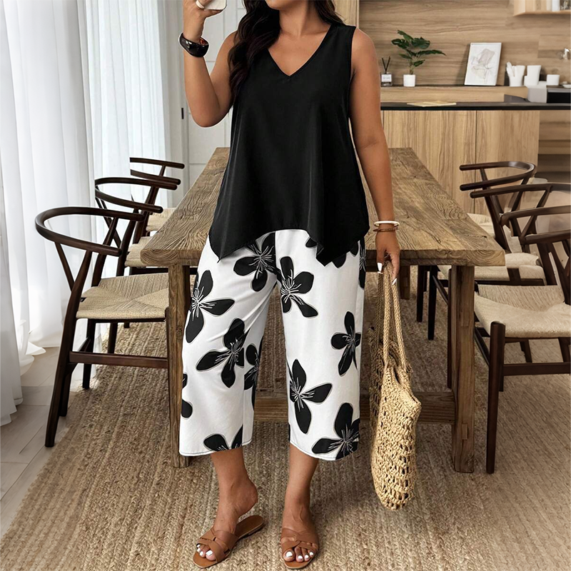 Lynette | Sleeveless Floral Two Piece Set