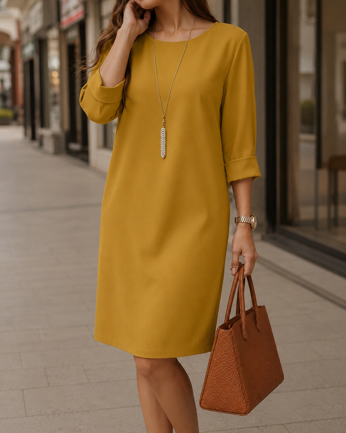 Nirella | Casual Three Quarter Sleeve Midi Dress