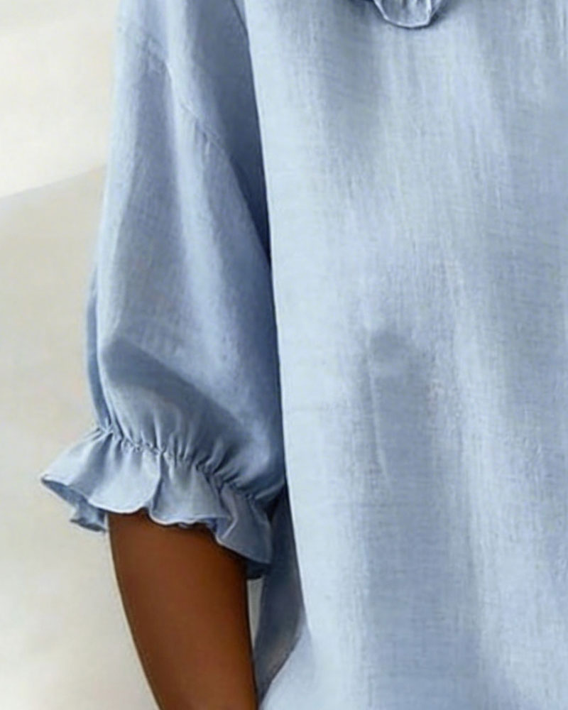 Elythienne | Ruffle Collar Button Blouse