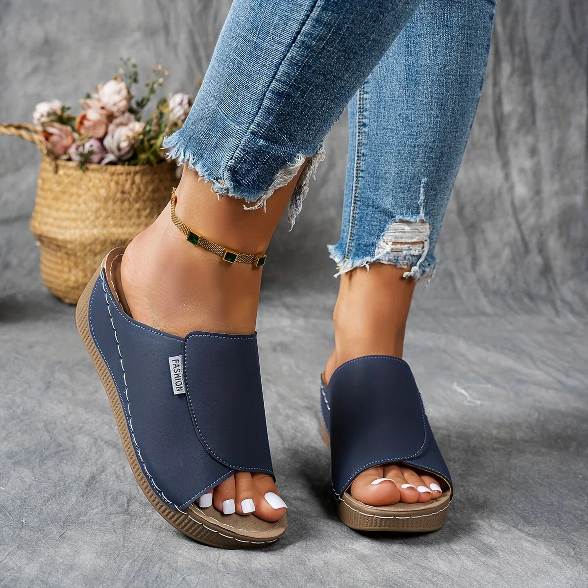 Mirelune | Casual Wedge Mule Sandals