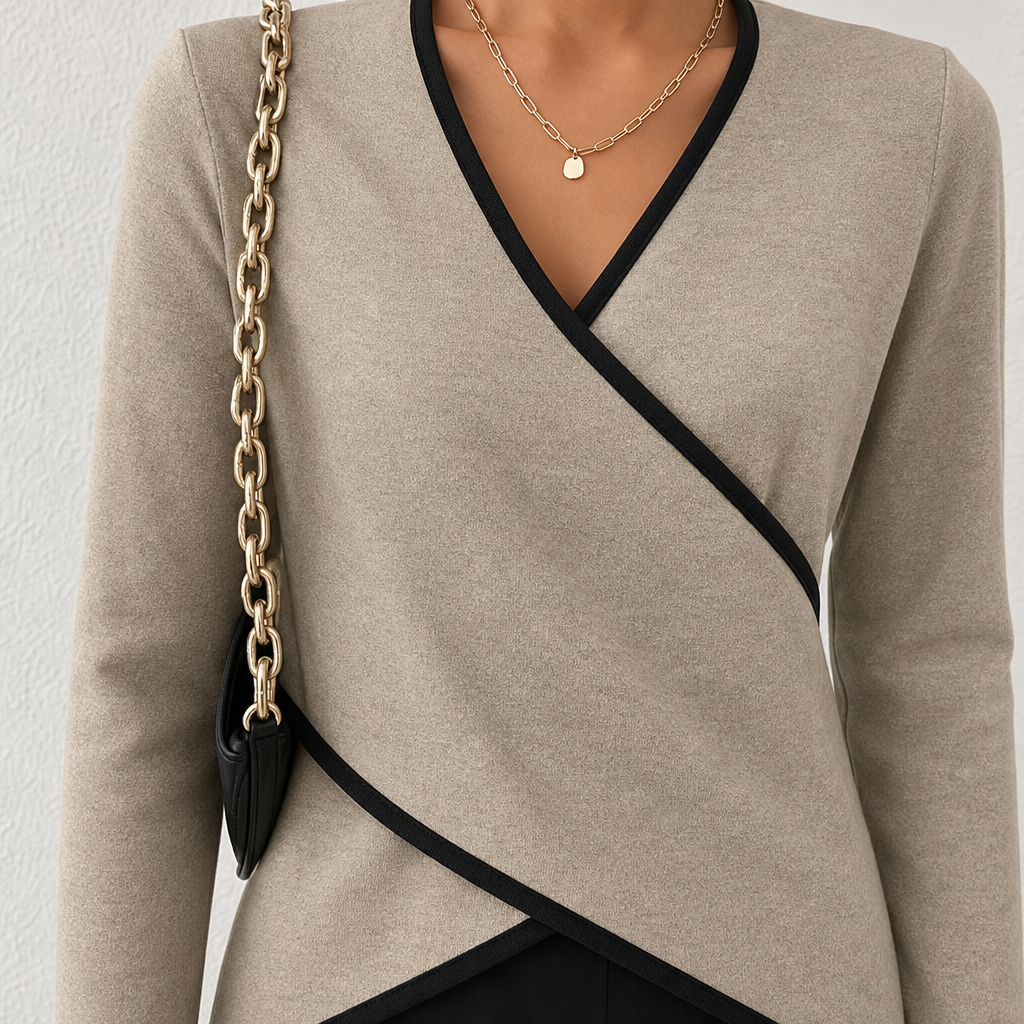 Fenora | Contrast Trim Wrap Blouse