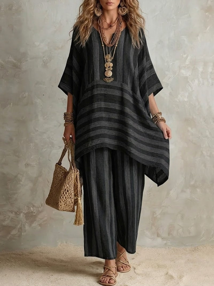 Mirethia | Boho Stripe Two Piece Ensemble