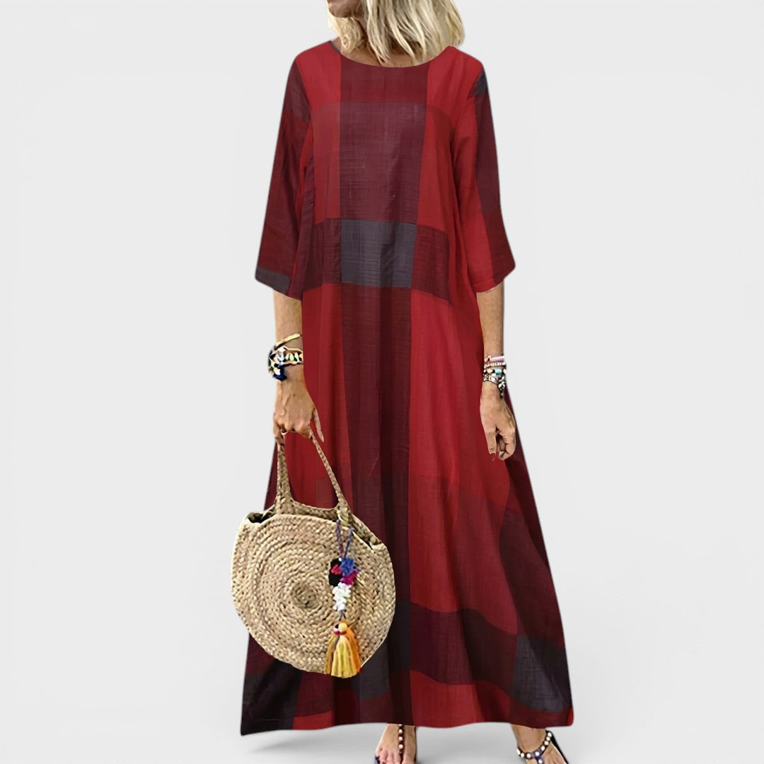 Ismerie | Oversized Plaid Maxi Dress