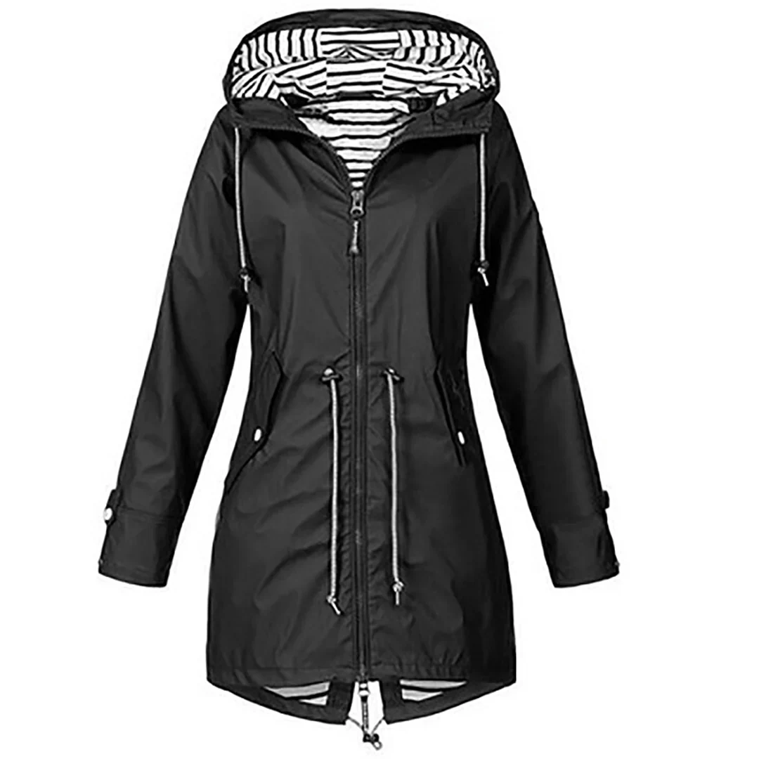 Delphine | Casual Striped Lined Raincoat
