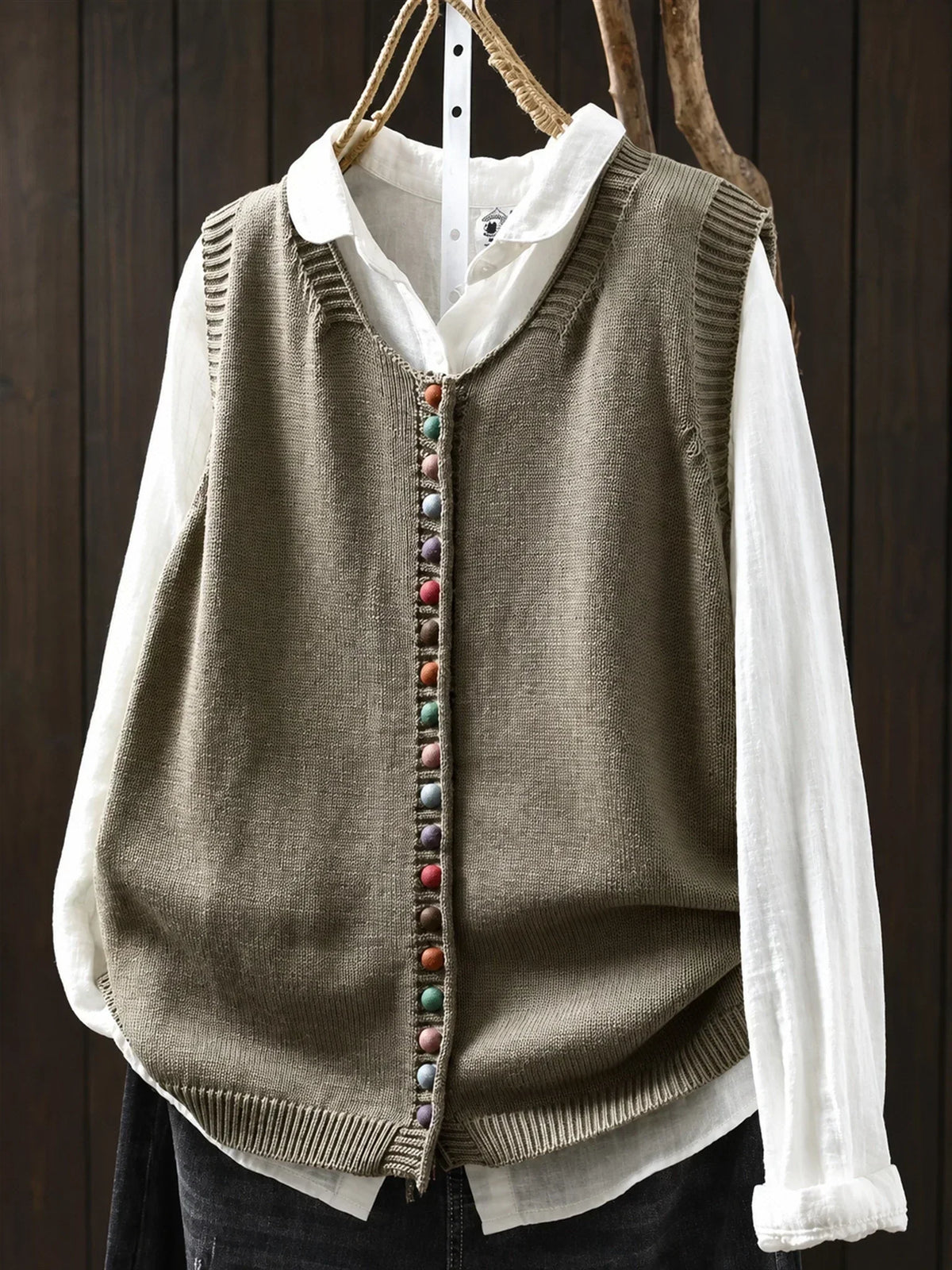 Faylisse | Colourful Button Knit Vest