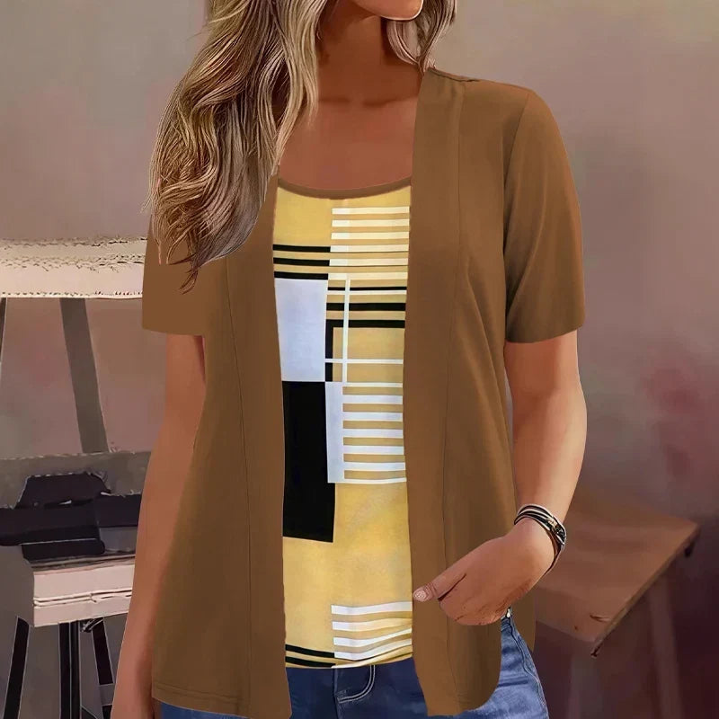 Havina | Contemporary Print Layered Blouse Set