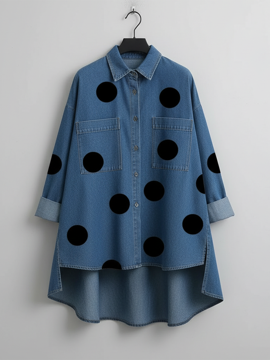 Coralie | Polka Dot Button Front Blouse
