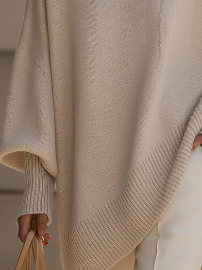 Eudelle | Relaxed Batwing Knit Poncho Sweater