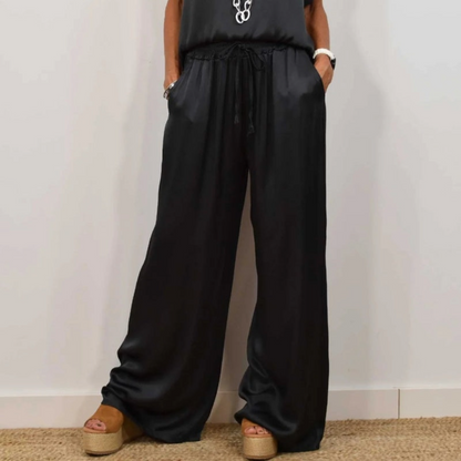 Lorenne | Satin Wide Leg Two Piece Set