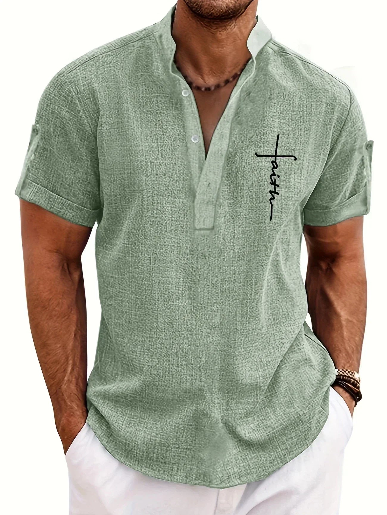 Tavrion | Henley Collar Casual Summer Shirt