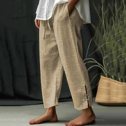 Soleil | Textured Relaxed Fit Cropped Trousers