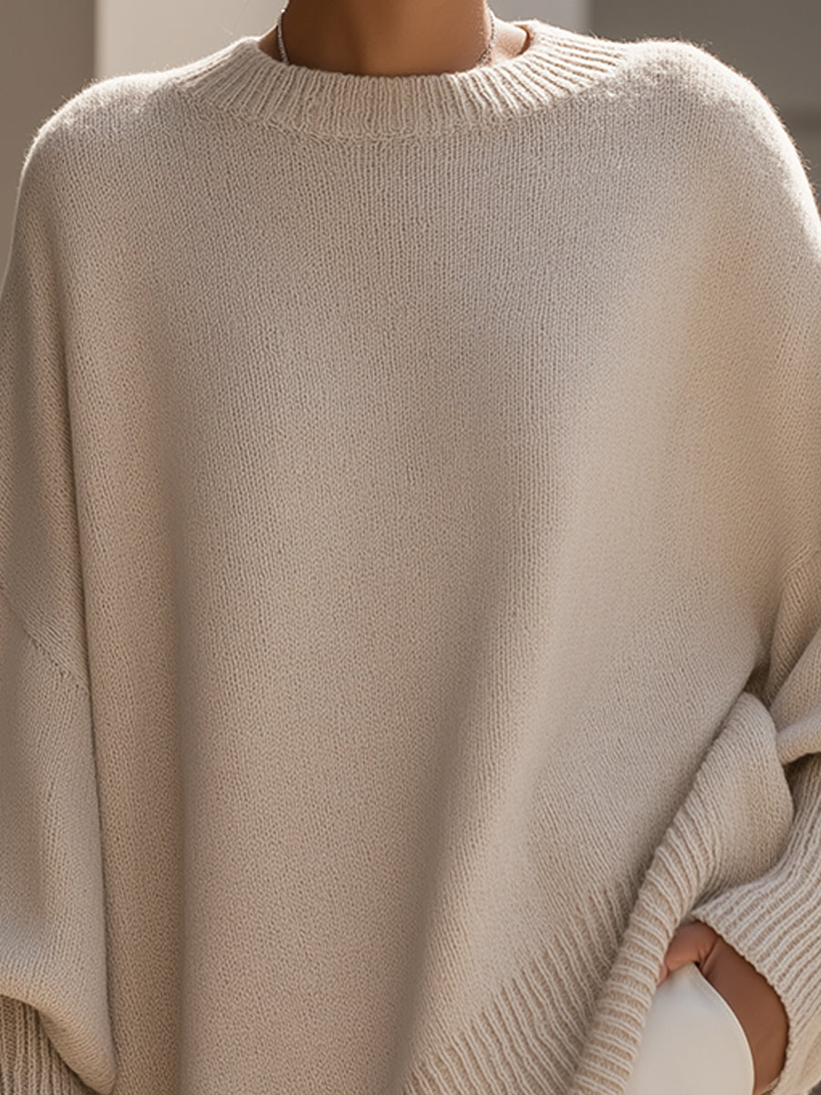 Eudelle | Relaxed Batwing Knit Poncho Sweater