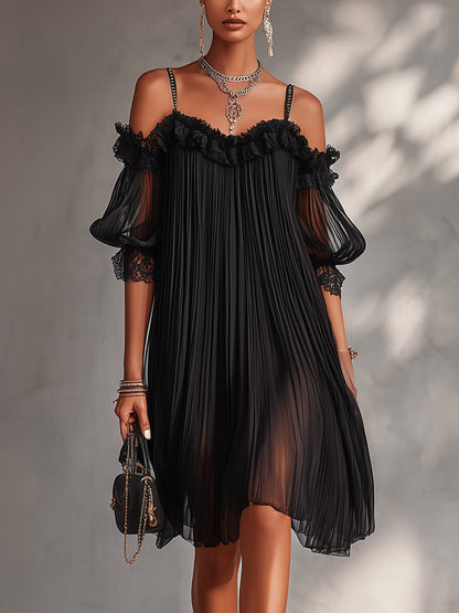Leonora | Feminine Lace Sleeve Mini Dress