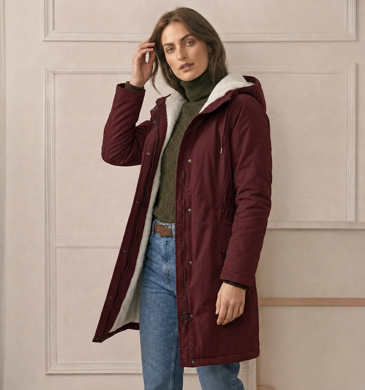 Fawn | Plush Lined Hooded Parka Coat