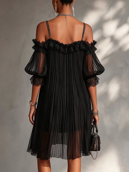 Leonora | Feminine Lace Sleeve Mini Dress