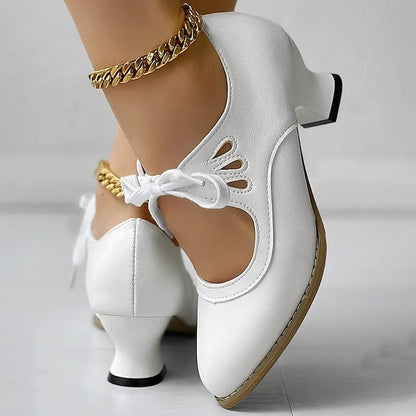 Brionette | Elegant Cutout Block Heel Pumps