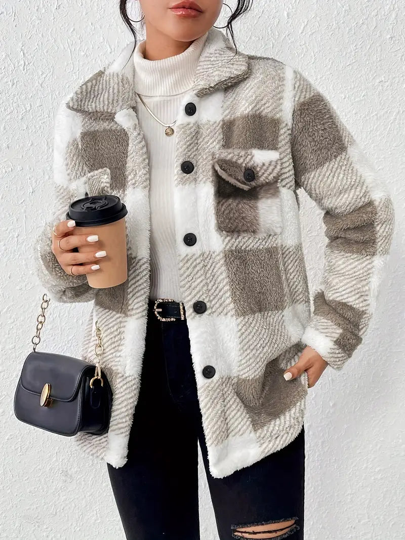 Wilhelmina | Cozy Checkered Button Jacket