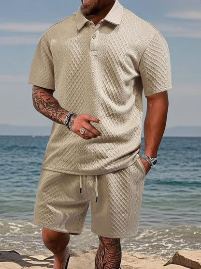 Zyvantex | Textured Polo Two Piece Set