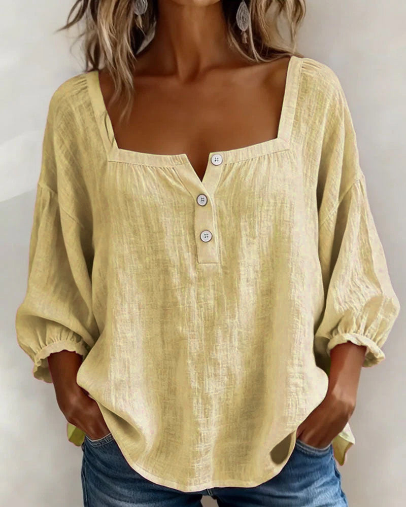 Lurevyn | Square Neck Button Blouse