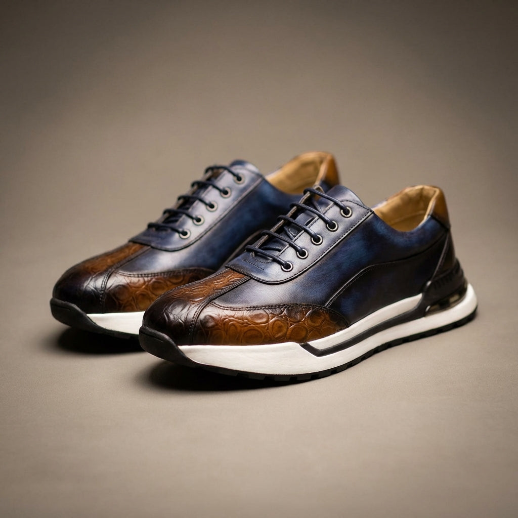 Zorvex | Croc Texture Casual Sneakers