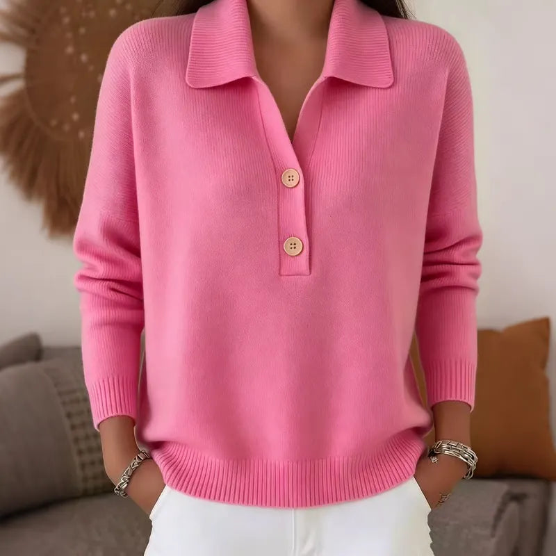 Carys | Button Collar Knit Sweater