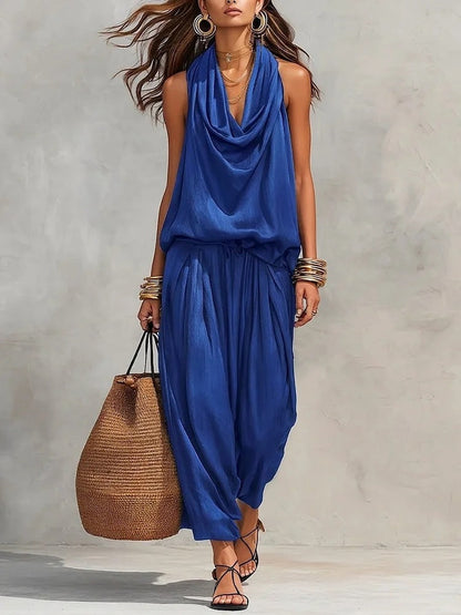 Zafrina | Draped Sleeveless Harem Jumpsuit