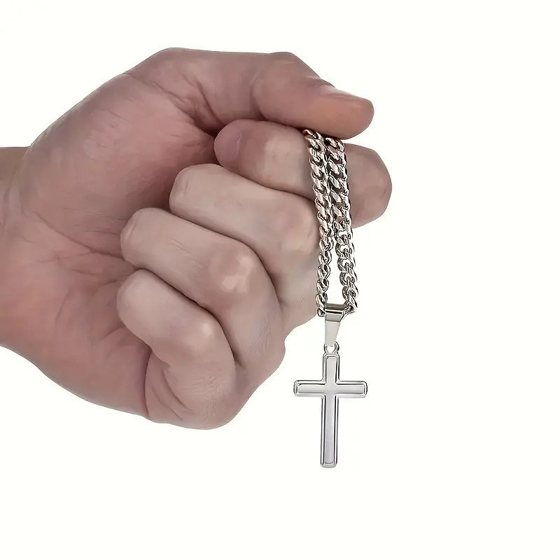 Vextyn | Stainless Steel Cross Pendant Cuban Link Chain Necklace