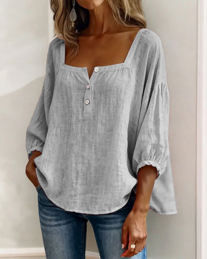 Lurevyn | Square Neck Button Blouse