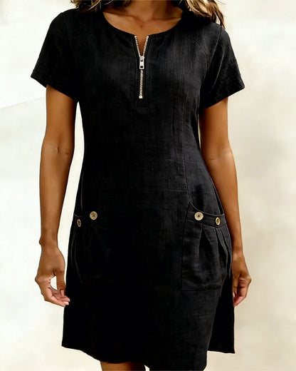 Rosina | Zip Neck Pocket Mini Dress