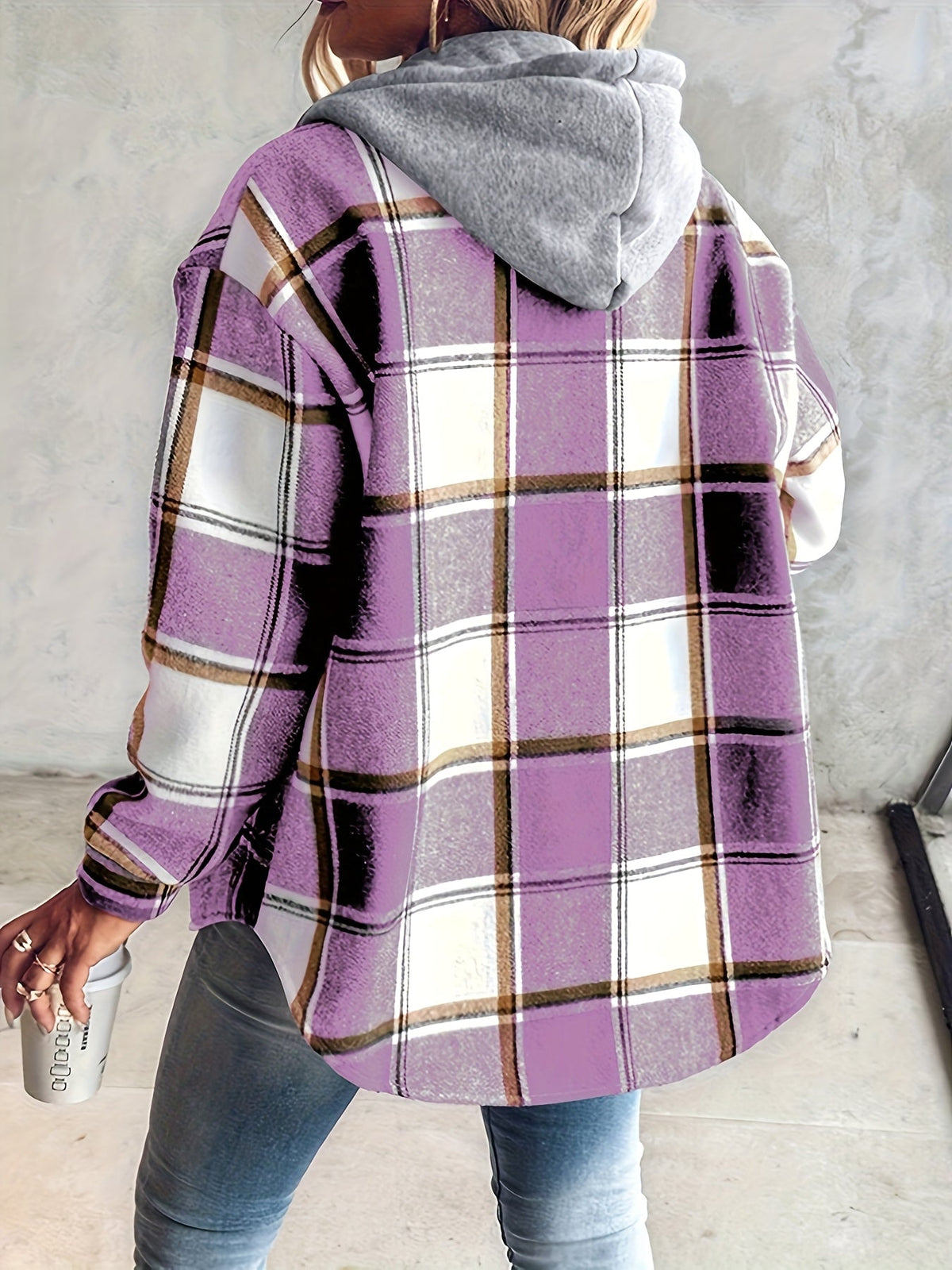 Orinthia | Plaid Hooded Shirt Jacket