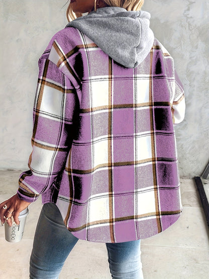 Orinthia | Plaid Hooded Shirt Jacket