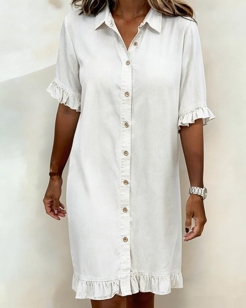 Corvellise | Frill Hem Relaxed Denim Dress