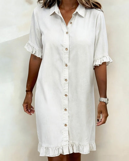 Corvellise | Frill Hem Relaxed Denim Dress