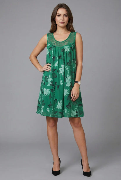 Petalyn | Lace Yoke Floral Swing Dress