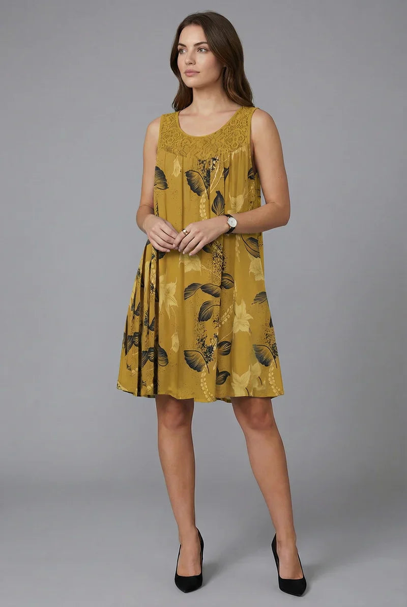 Petalyn | Lace Yoke Floral Swing Dress