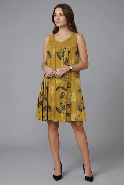 Petalyn | Lace Yoke Floral Swing Dress