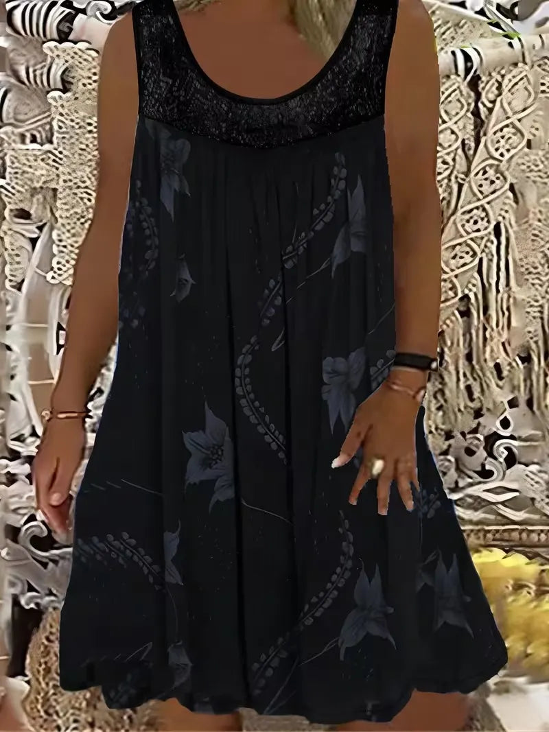 Petalyn | Lace Yoke Floral Swing Dress