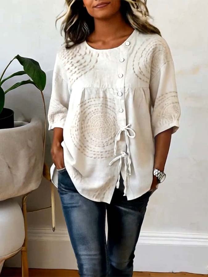 Mirethielle | Tie Front Casual Blouse