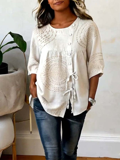 Mirethielle | Tie Front Casual Blouse