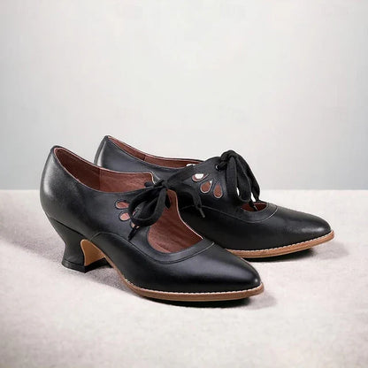 Brionette | Elegant Cutout Block Heel Pumps