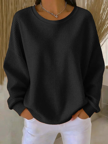 Velunara | Waffle Knit Casual Sweatshirt