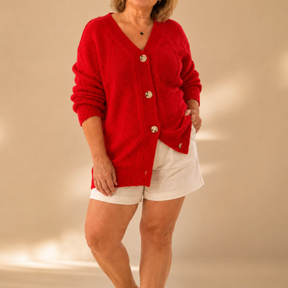 Etheline | Cozy Textured V Neck Cardigan