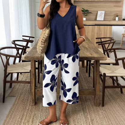 Lynette | Sleeveless Floral Two Piece Set