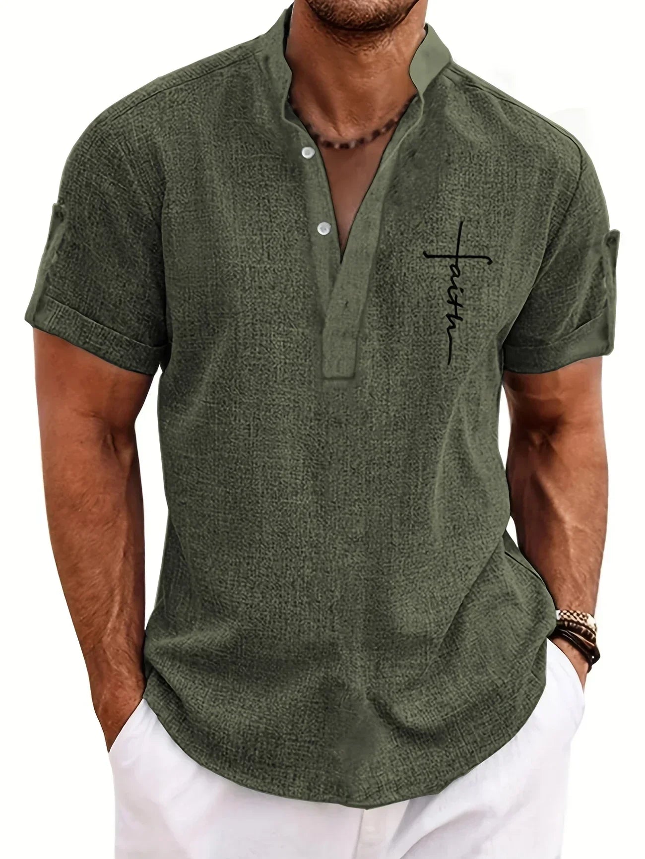 Tavrion | Henley Collar Casual Summer Shirt
