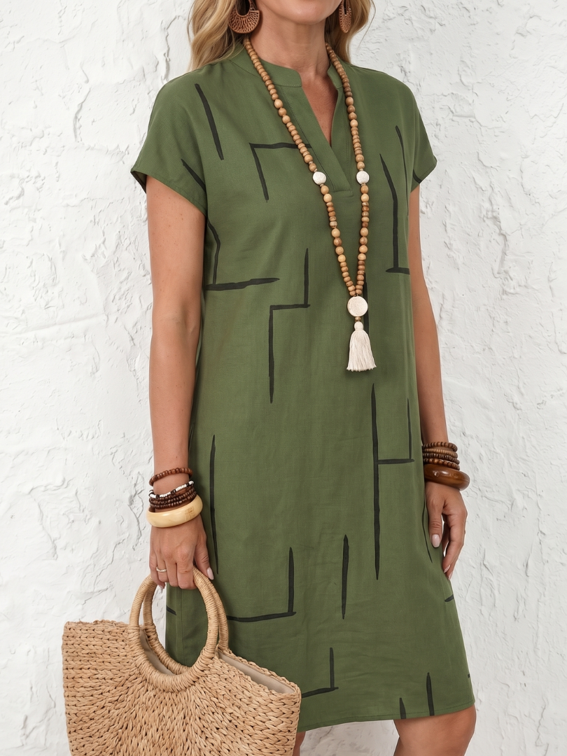 Solenya | Printed Casual Midi Dress