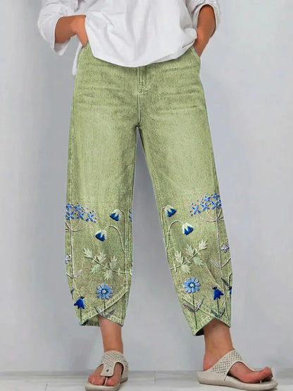 Calivra | Relaxed Embroidered Denim Trousers