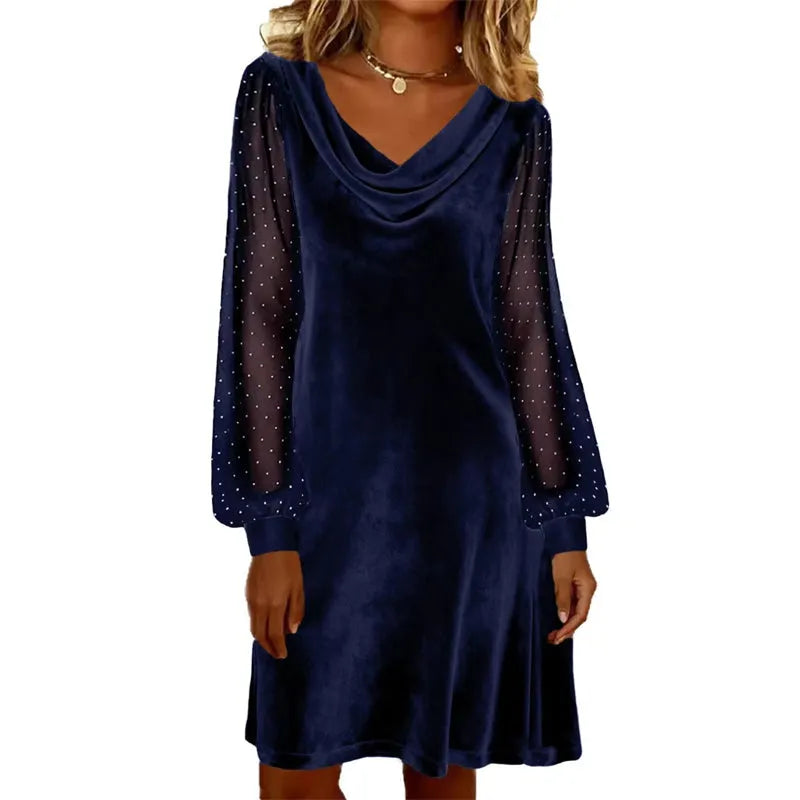 Zinnelle | Embellished Sheer Sleeve Mini Dress